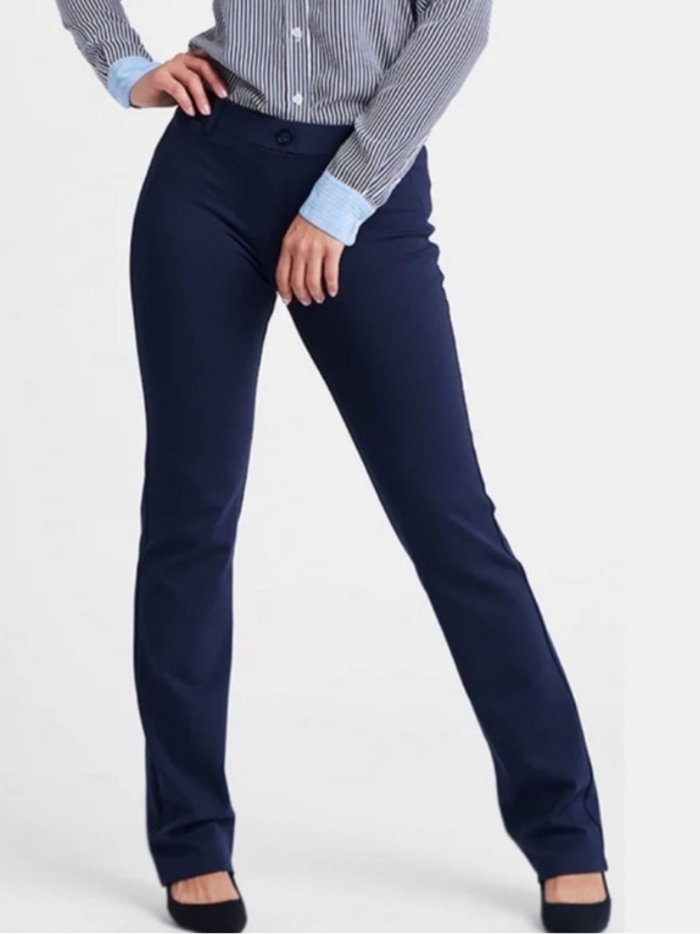 Betabrand Navy Blue Straight Leg Classic Dress Pant Yoga Pants- Size Medium